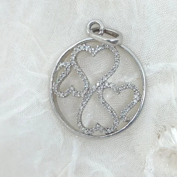 Jane Seymour Open Hearts FAMILY Sterling Silver 1/4 ct Diamond Necklace 💎 KAY - Picture 3 of 4